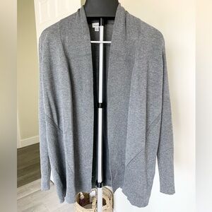 Gray Long Sleeve Open Front Cardigan